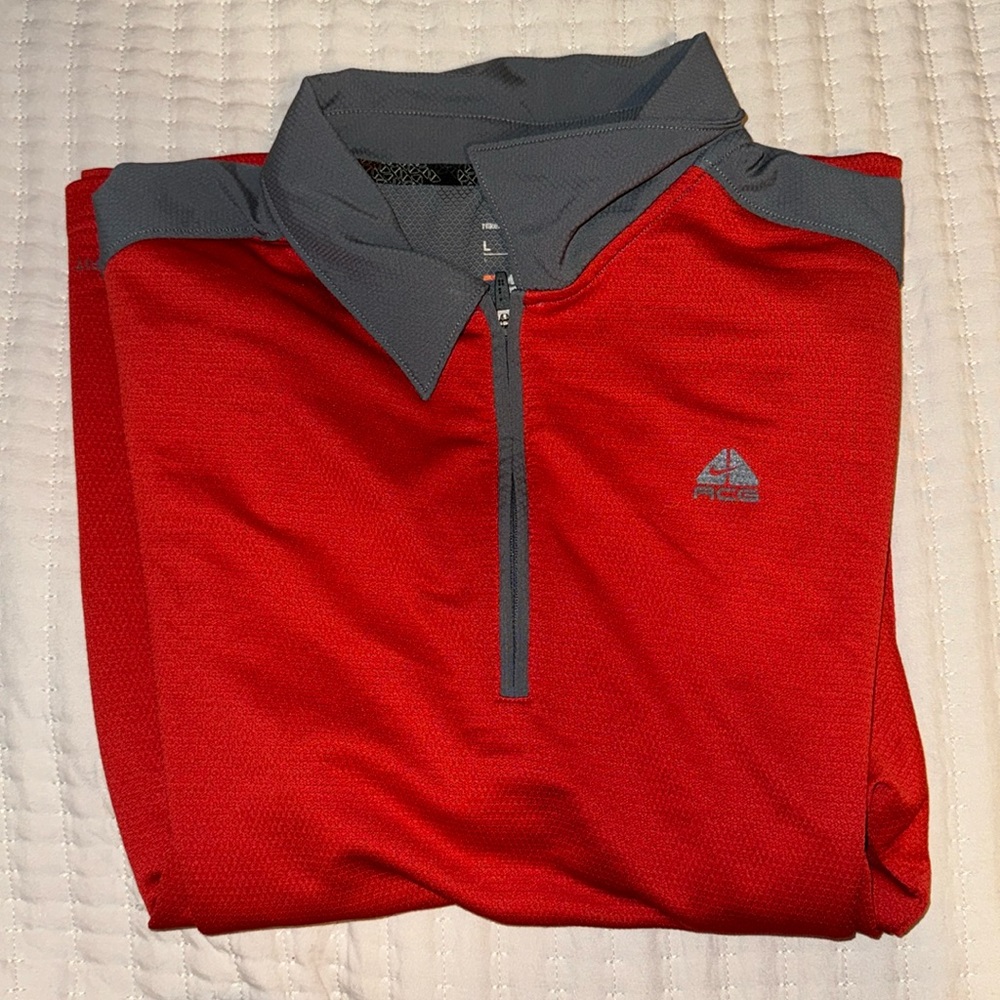 Nike ACG red and gray short sleeve quarter zip polo